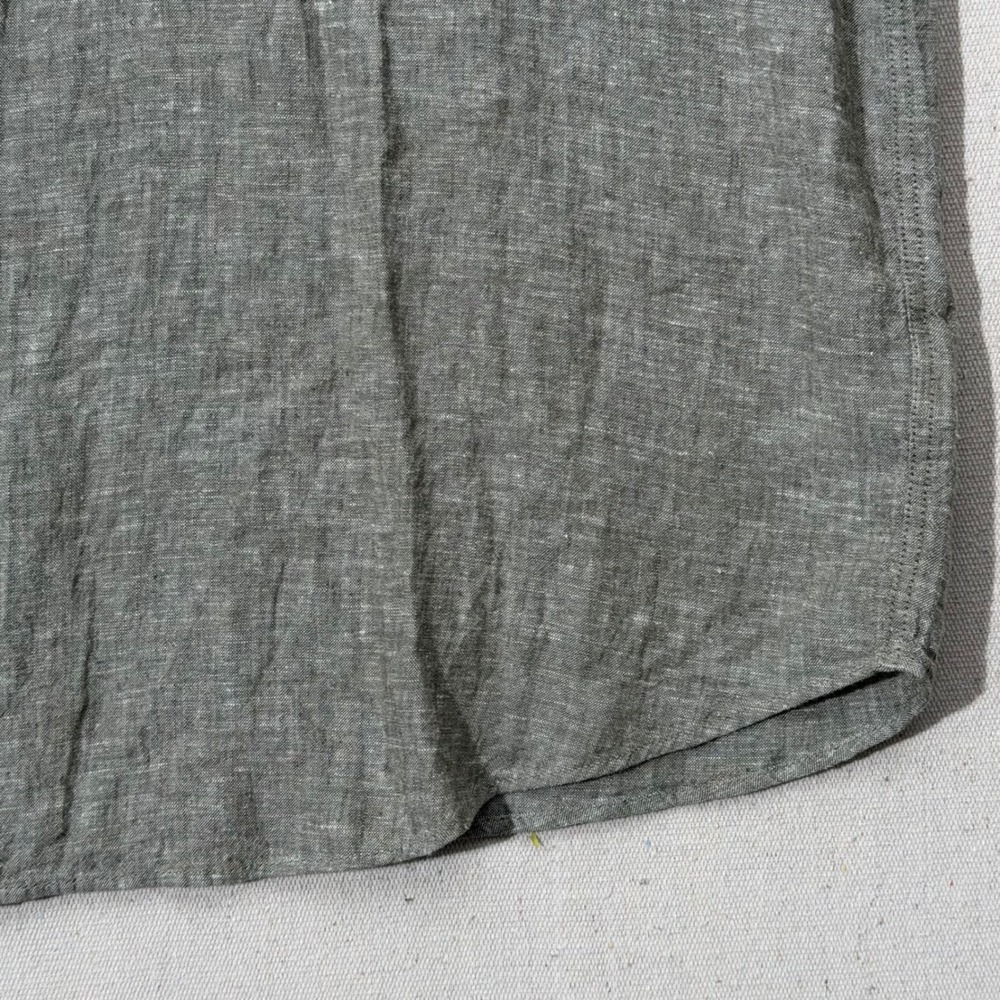 Lucky Brand Linen Blend Shirt Mens Large Olive Green Short Sleeve Button Down - Picture 2 of 12